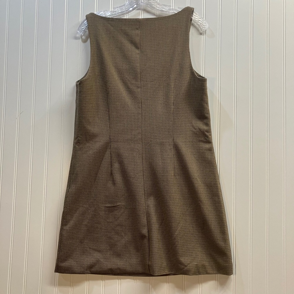 Abercrombie & Fitch Brown Houndstooth Square Neck Shift Mini Dress M Sleeveless - Picture 2 of 8